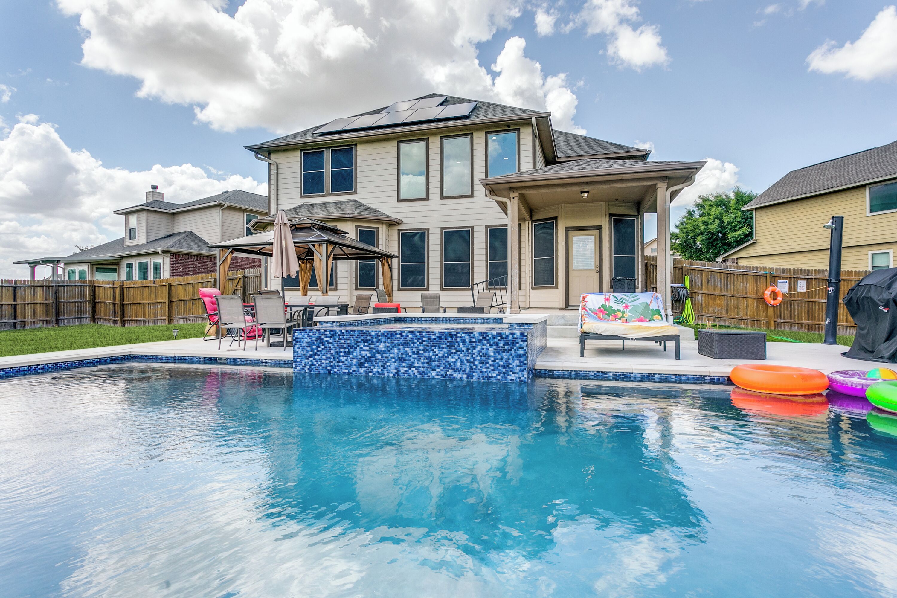 Poolside bliss, theater room, massage chair located in the center of San Antonio