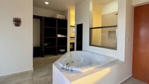 Hair dryer, towels, toilet paper