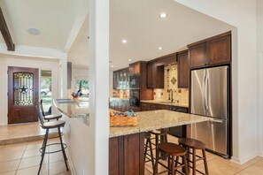 Fridge, microwave, oven, stovetop - Beautiful Pool home on 2.5 acres with a serene country feel with urban location (Round Rock)