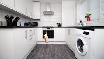 Fridge, microwave, oven, toaster