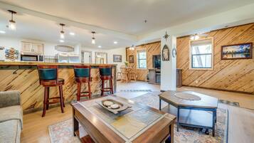 TV, fireplace, video games, DVD player