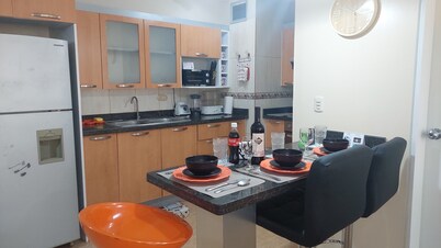 One bedroom apartment in Guayana City with WiFi, A/A, kitchen and living room.