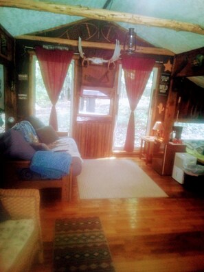 Living area - Lost Nations Cowboy Town Mining Company Cabin    (Pittsford)