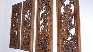 Four wooden panels with intricate carvings. - Shaoxing Dayue Xiaoyuan Culture Theme Hotel (Lu Xun's hometown Shenyuan Branch) (Shaoxing)