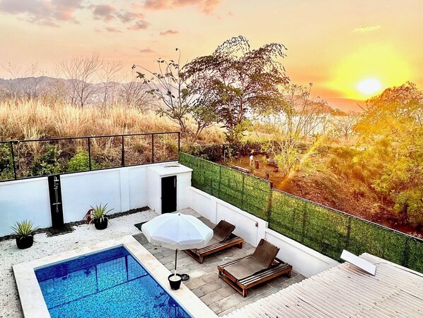 Outdoor pool - Brand new luxury 3-bedroom 3-bathroom home features Pool, AC, WIFI, near beach (Playa Hermosa)