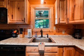 Fridge, microwave, oven, coffee/tea maker