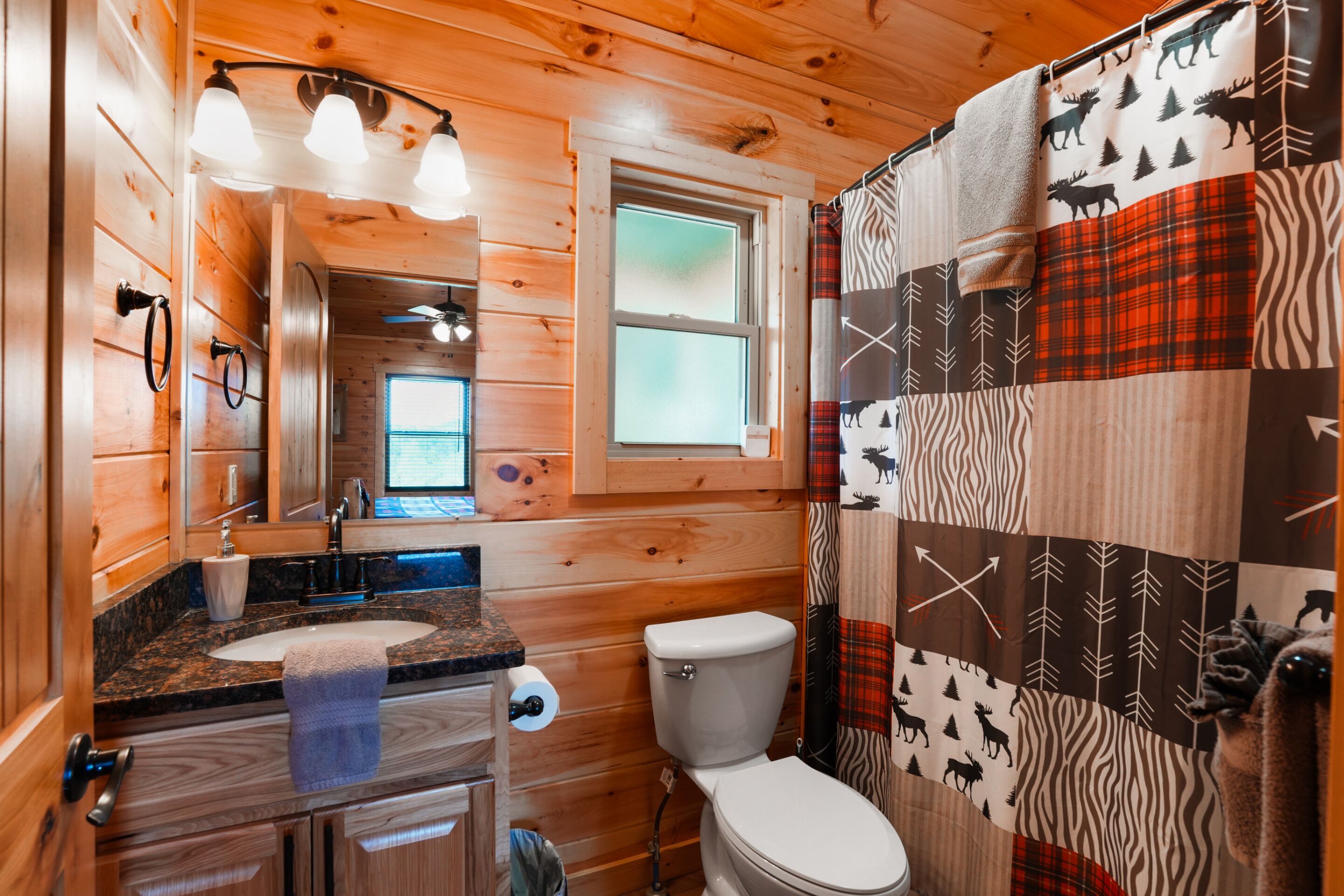 Shower, towels, soap, shampoo