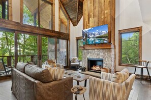 TV, fireplace