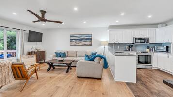 Smart TV, chimenea y libros