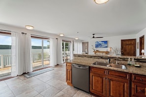 Fridge, microwave, oven, stovetop - Waterfront Home on Seneca Lake Wine Trail - Hot Tub with Sunset View (Hector)