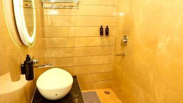 Double or Twin Room, City View | Bathroom | Shower, rainfall showerhead, designer toiletries, slippers