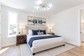 3 bedrooms, desk, iron/ironing board, travel cot