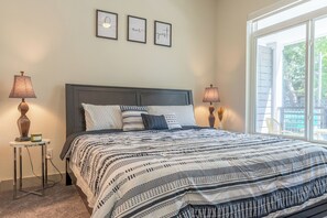1 bedroom, desk, iron/ironing board, travel cot