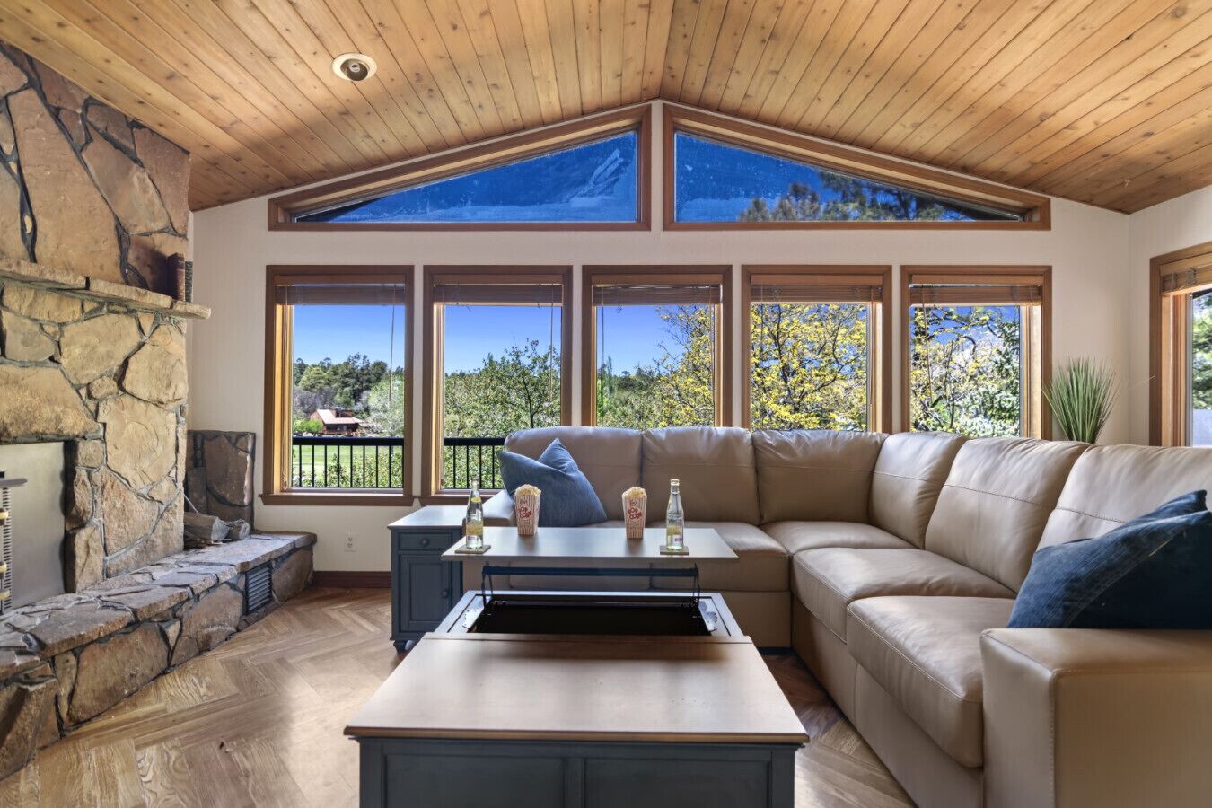Smart TV, fireplace, video games, ping pong