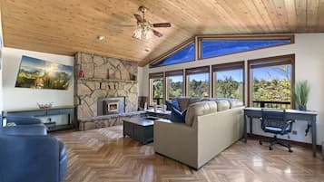 Smart TV, fireplace, video games, ping pong