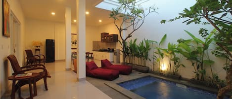 Villa, 2 Bedrooms | Living area | 40-inch flat-screen TV with cable channels
