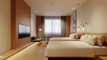 Habitación Premier, 2 camas matrimoniales, vista a la ciudad