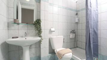 Dusche, Haartrockner, Seife, Toilettenpapier