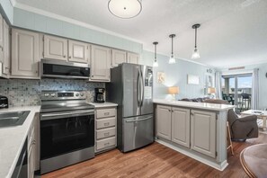 Fridge, microwave, oven, stovetop - Ocean Forest Villas Unit D304 - Ocean view (Myrtle Beach)