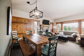 TV, fireplace - Mountain Creekside: Hot Tub: Golf (Boyne City)