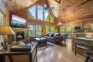 TV, fireplace, video games