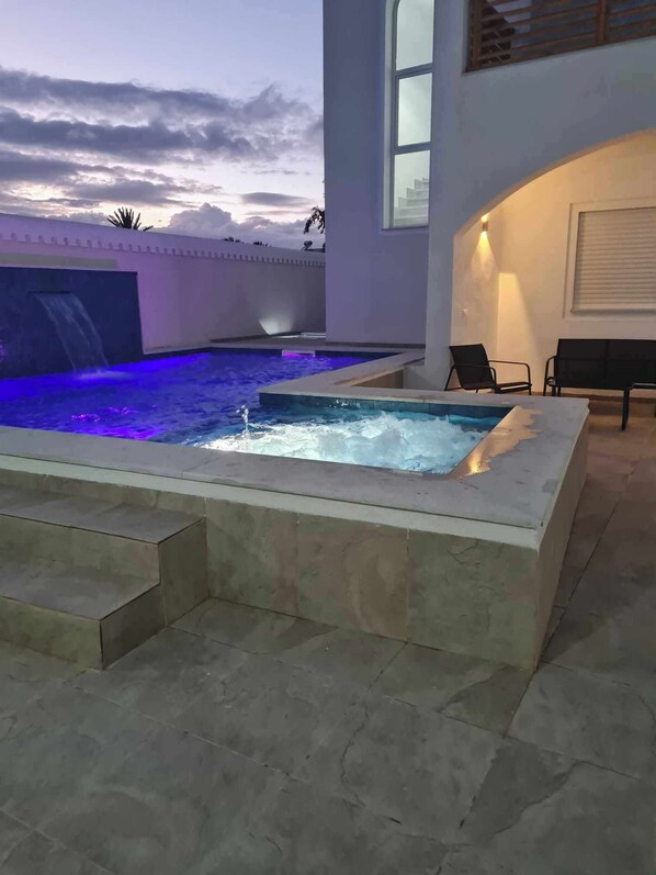 Pool - Beautiful villa with pool sea view in front of hotel sidi slim aghir djerba (Aghir)