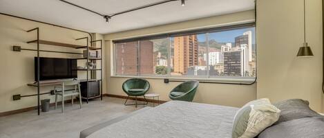 Desk, free WiFi, bed sheets