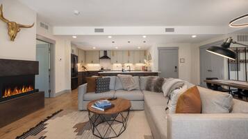 Smart TV, fireplace, video games