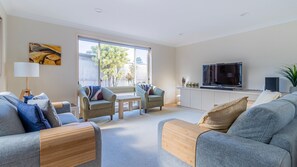 TV, lettore DVD, libri