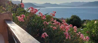 Porto Pollo, 30m2 fully-equipped apartment, air-conditioning, magnificent sea view over Golfe du Valinco
