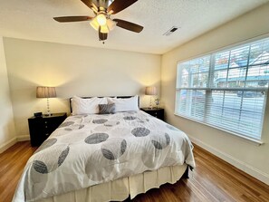 2 bedrooms, desk, iron/ironing board, travel crib