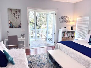 4 bedrooms, desk, iron/ironing board, travel cot