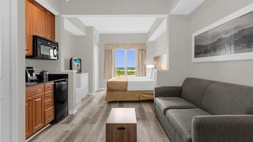 1 bedroom, desk, laptop workspace, iron/ironing board