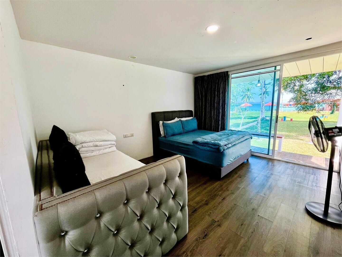 Premium bedding, individually furnished, laptop workspace