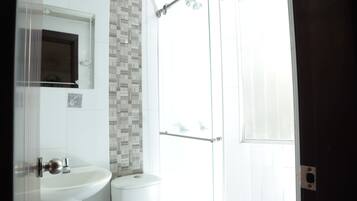 Basic Double Room, City View | Bathroom | Shower, towels, soap, toilet paper