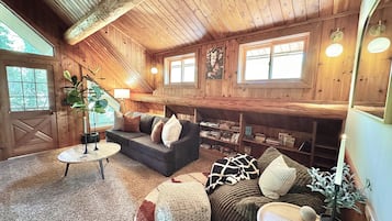 Smart TV, fireplace, video games, foosball