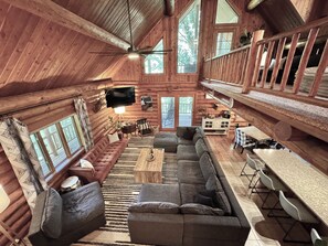 Smart TV, fireplace, video games, foosball