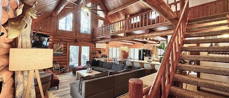 Smart TV, fireplace, video games, foosball