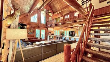 Smart TV, fireplace, video games, foosball