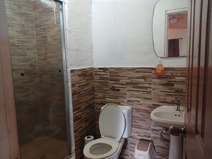 Estudio familiar, vista a la alberca | Baño | Regadera, toallas, jabón, papel de baño