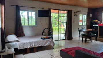 Family Studio, Pool View | 2 bedrooms, desk, laptop workspace, blackout curtains