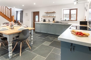 Microwave, oven, dishwasher, high chair