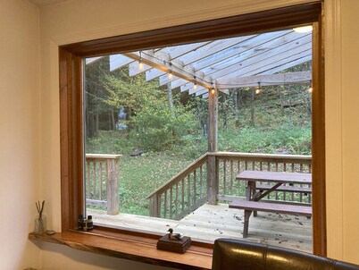 Waterfall View from Secluded 4 Bed Cabin in East Branch, NY with Mountain Views