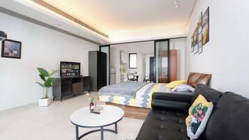 Desk, blackout drapes, rollaway beds, individually decorated