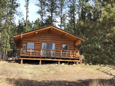 Log cabin with WiFi in quiet community above Custer. 