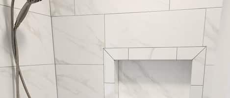 Shower, towels, soap, shampoo