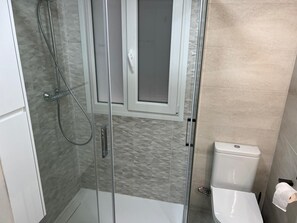 Eco-friendly toiletries, hair dryer, towels