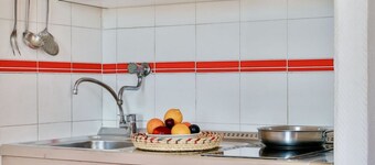 Two-room brick apartment of approximately 35 m2 equipped with air conditioning surrounded by vegetation, composed of a living room with flat-screen television, two single beds and a kitchenette equipped with stove, fridge with freezerA double bedroom, ba