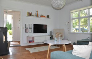Smart TV y chimenea 