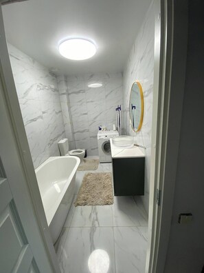 Towels, soap, shampoo, toilet paper